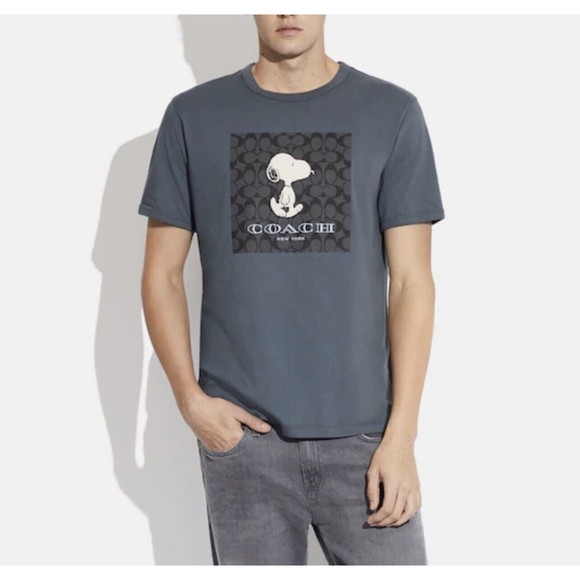 Coach X Peanuts XS CE544 Men’s Signature Snoopy T Shirt Navy NWOT Org $178 - Picture 8 of 12